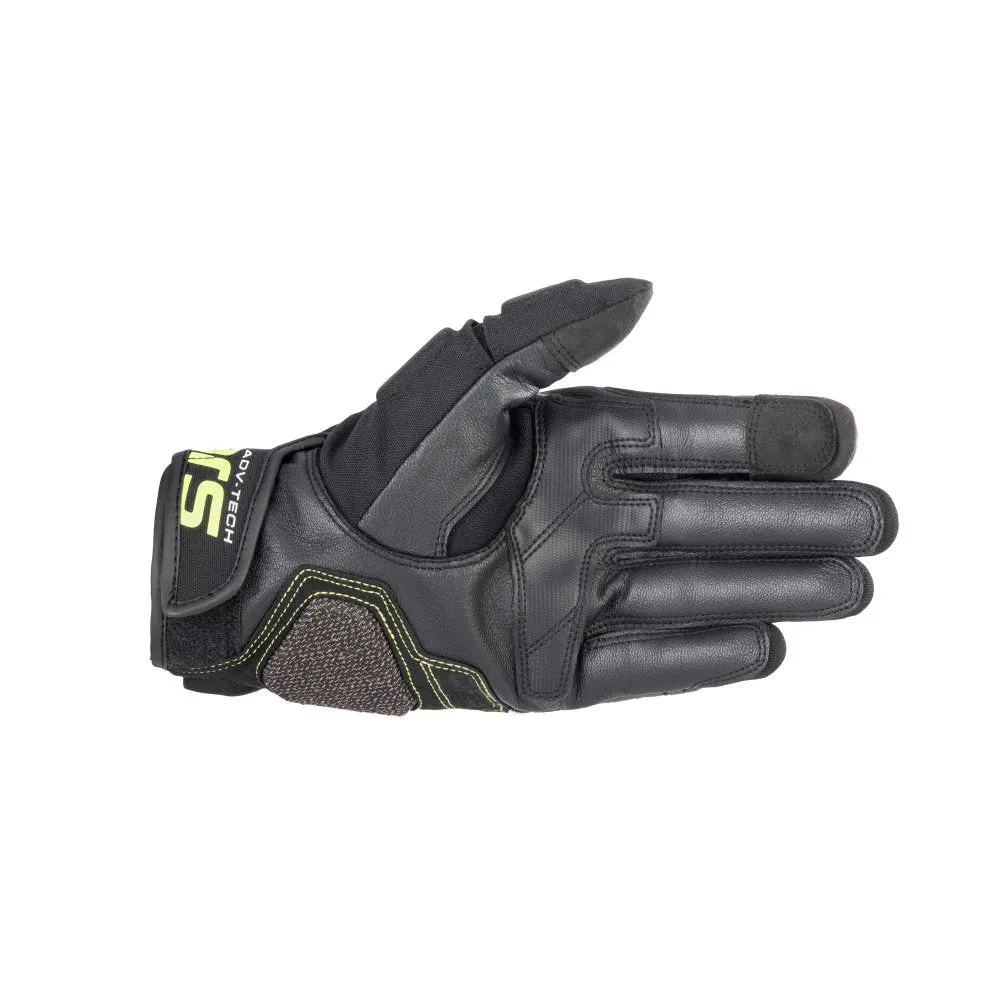 Alpinestars Halo Leather Motorcycle Gloves Forest Black Yellow Fluo