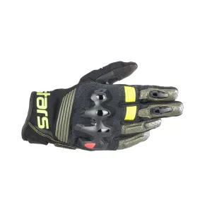 Alpinestars Halo Leather Motorcycle Gloves Forest Black Yellow Fluo