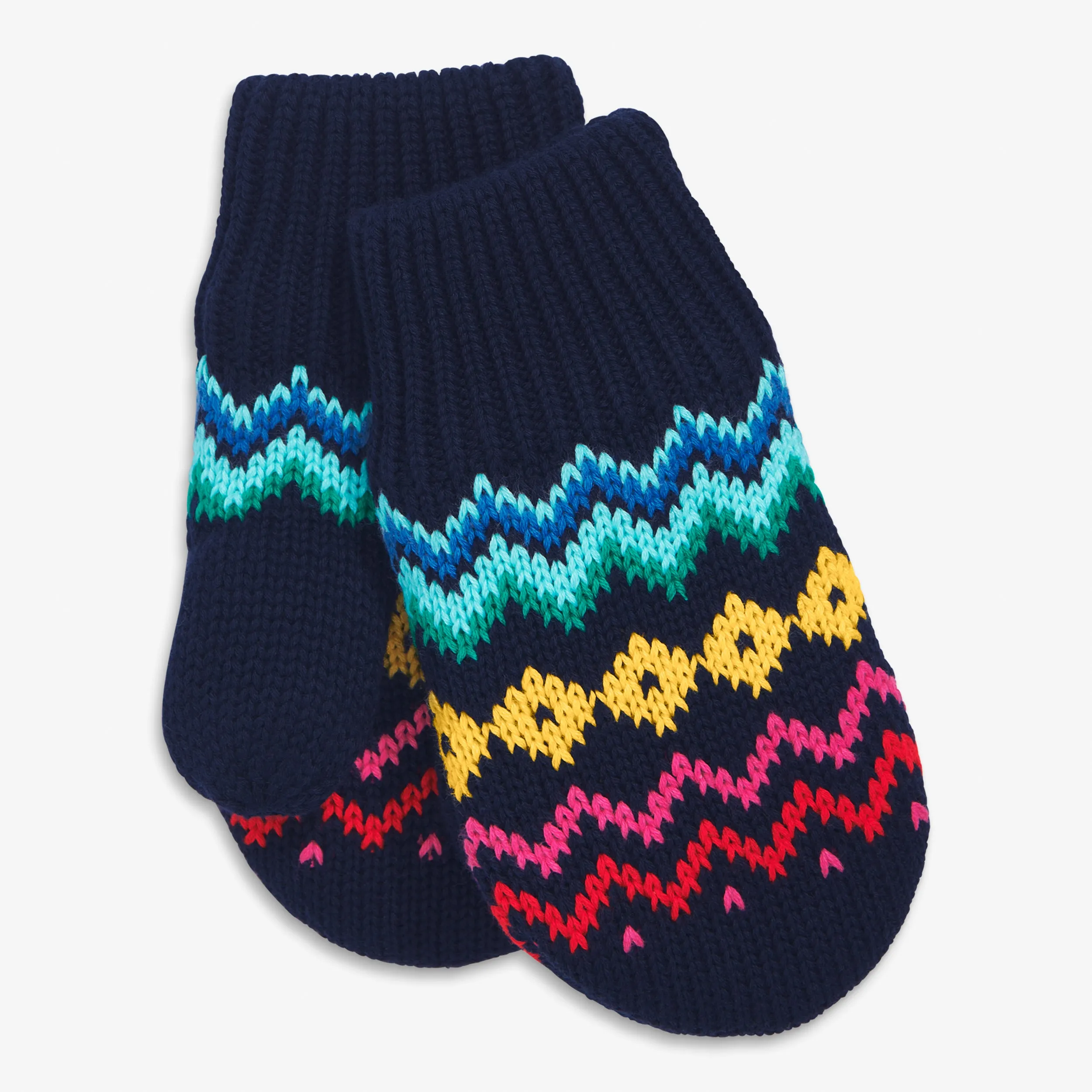 Baby fleece-lined rainbow fair isle mittens