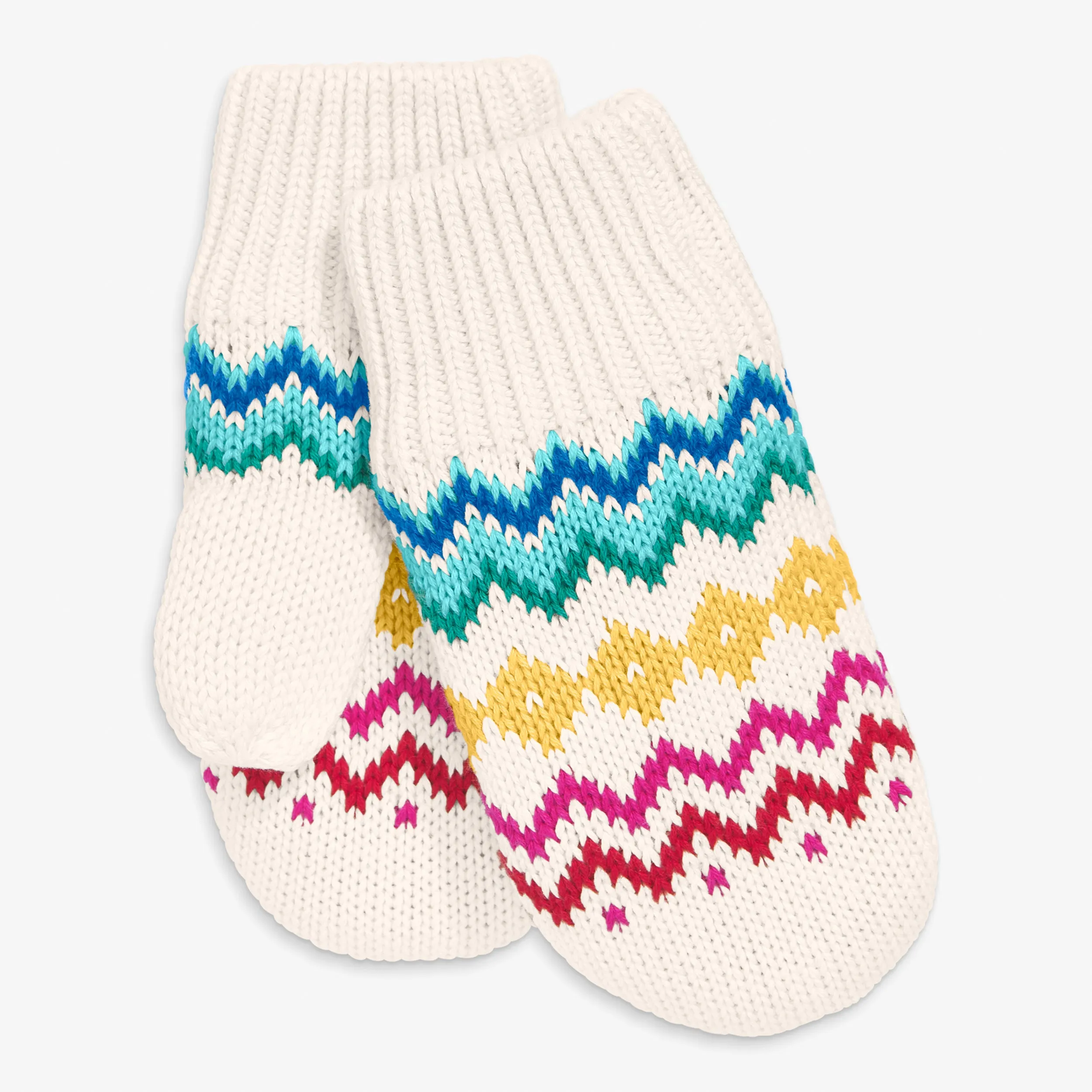 Baby fleece-lined rainbow fair isle mittens