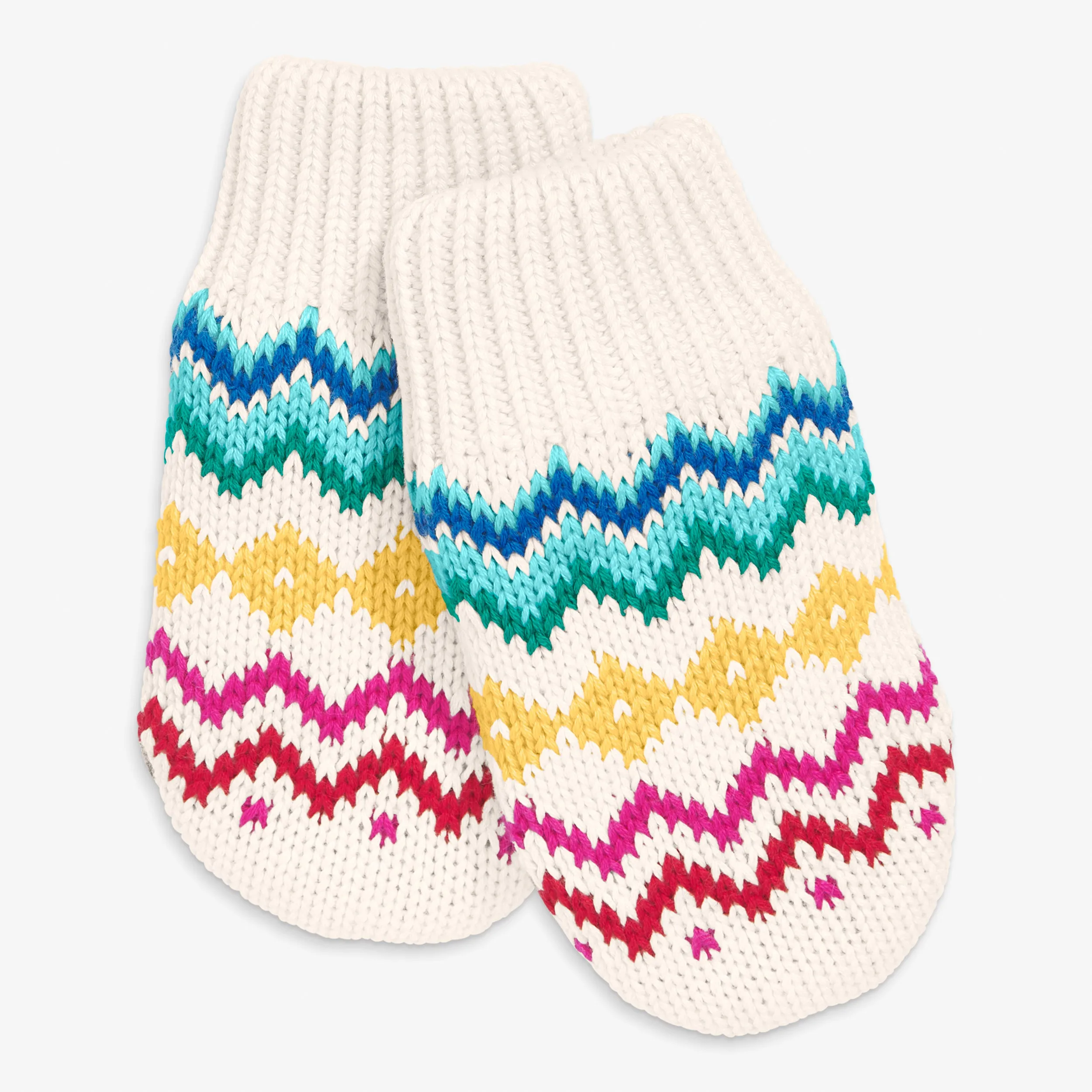 Baby fleece-lined rainbow fair isle mittens