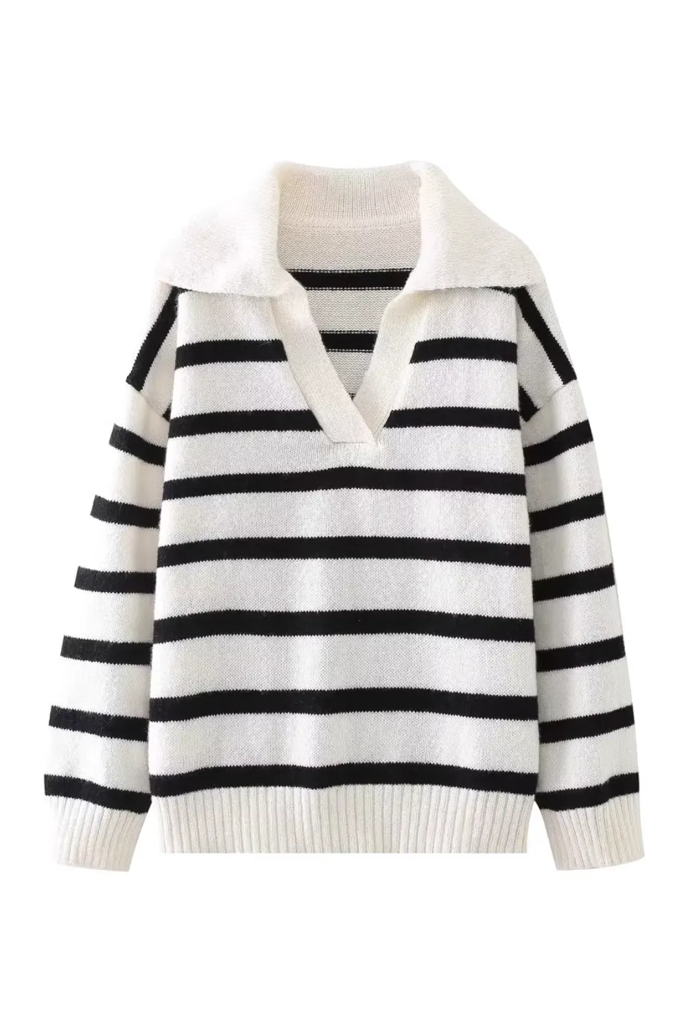 'Becca' Striped Collared Knitted Sweater