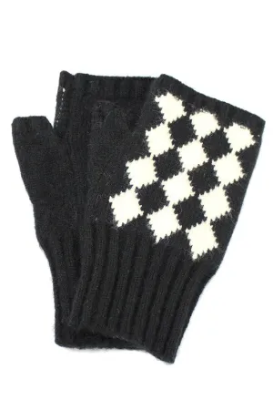 Black & White Harlequin Fingerless Gloves