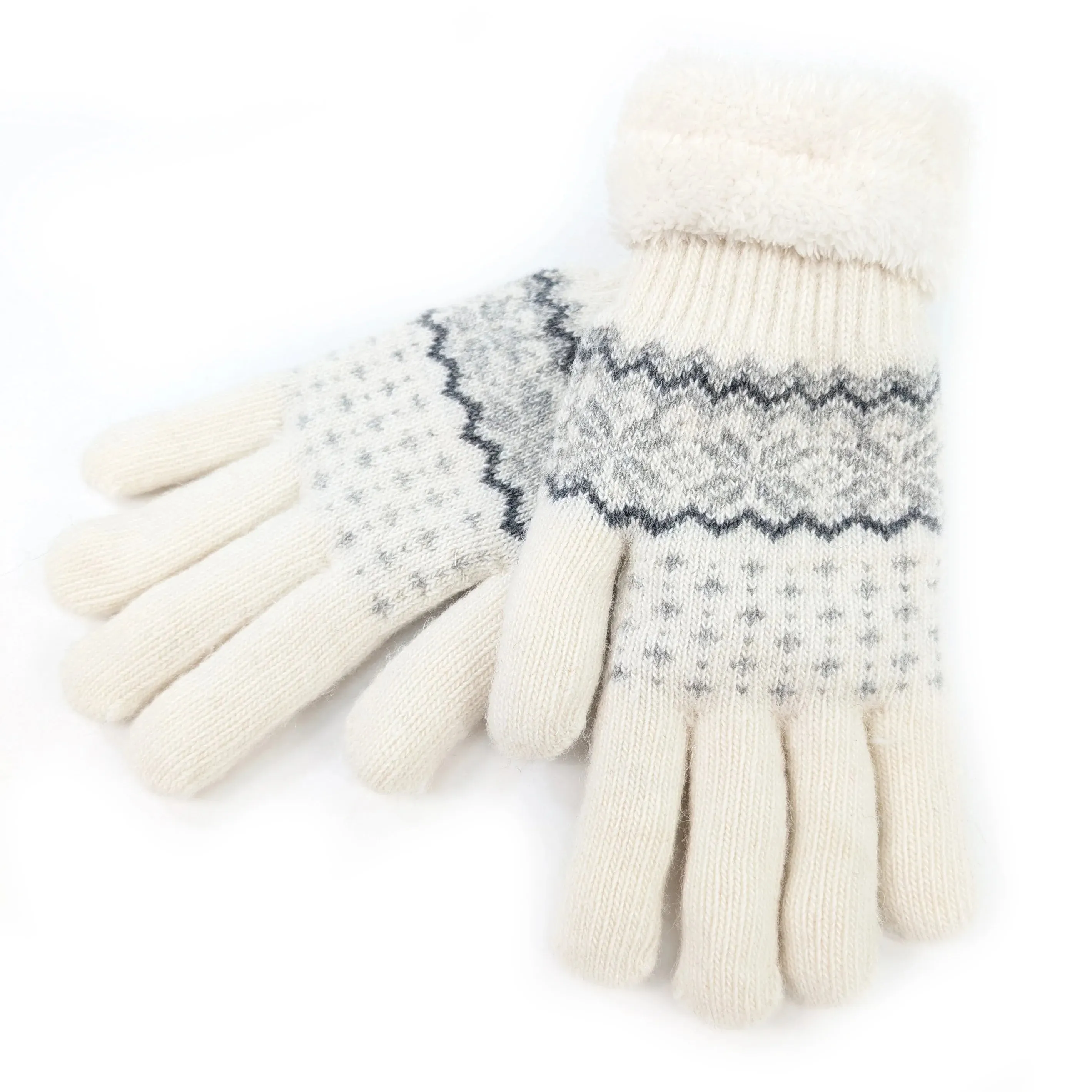 Black Ginger White Flulffy Nordic Gloves - 800-629