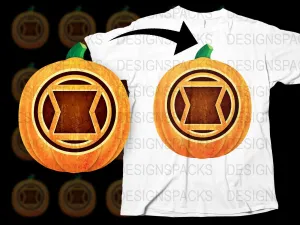 Black Widow Logo Halloween Pumpkin Jack-O'-Lantern Graphic Png Digital Download