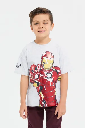 Boys Grey Iron Man Short Sleeve T-Shirt