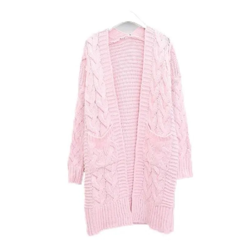 Cable Knit Two Big Pockets Oversized Women Cocoon Cardigan