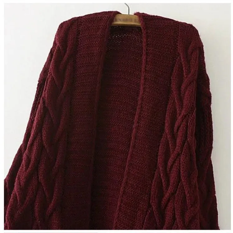 Cable Knit Two Big Pockets Oversized Women Cocoon Cardigan