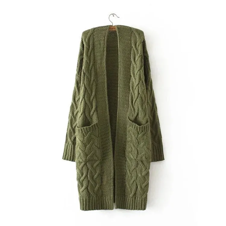 Cable Knit Two Big Pockets Oversized Women Cocoon Cardigan