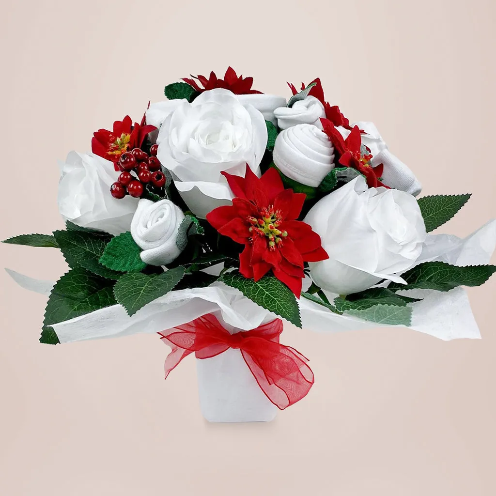 Christmas Luxury Rose Baby Clothes Bouquet - White