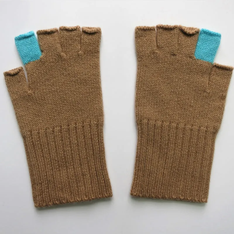 Contrast Fingerless Gloves