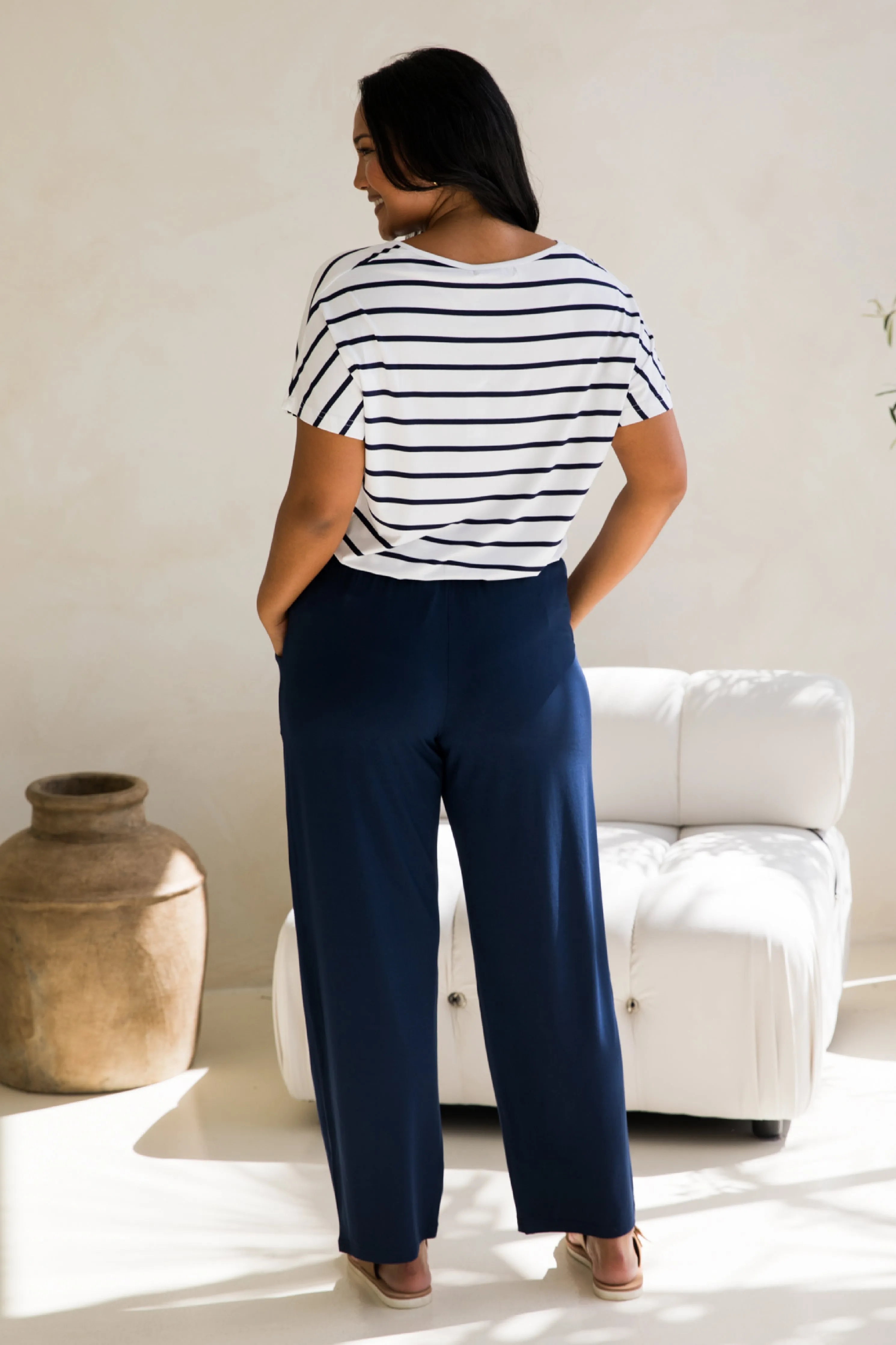 Destiny Top in Navy/White Stripe