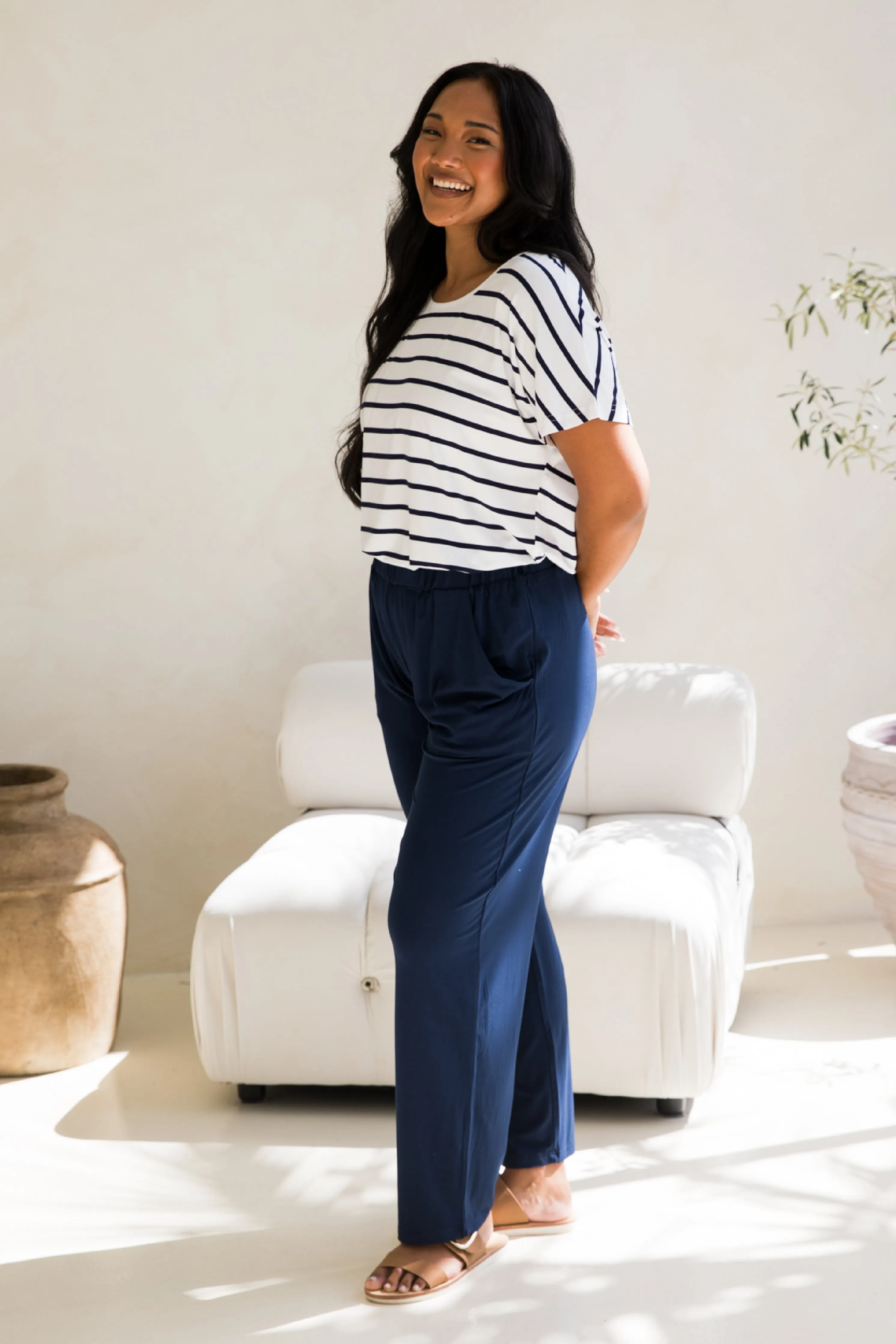 Destiny Top in Navy/White Stripe