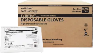 Disposable Food Handling Poly Gloves, Pack of 100 Gloves, Case of 100 Packs