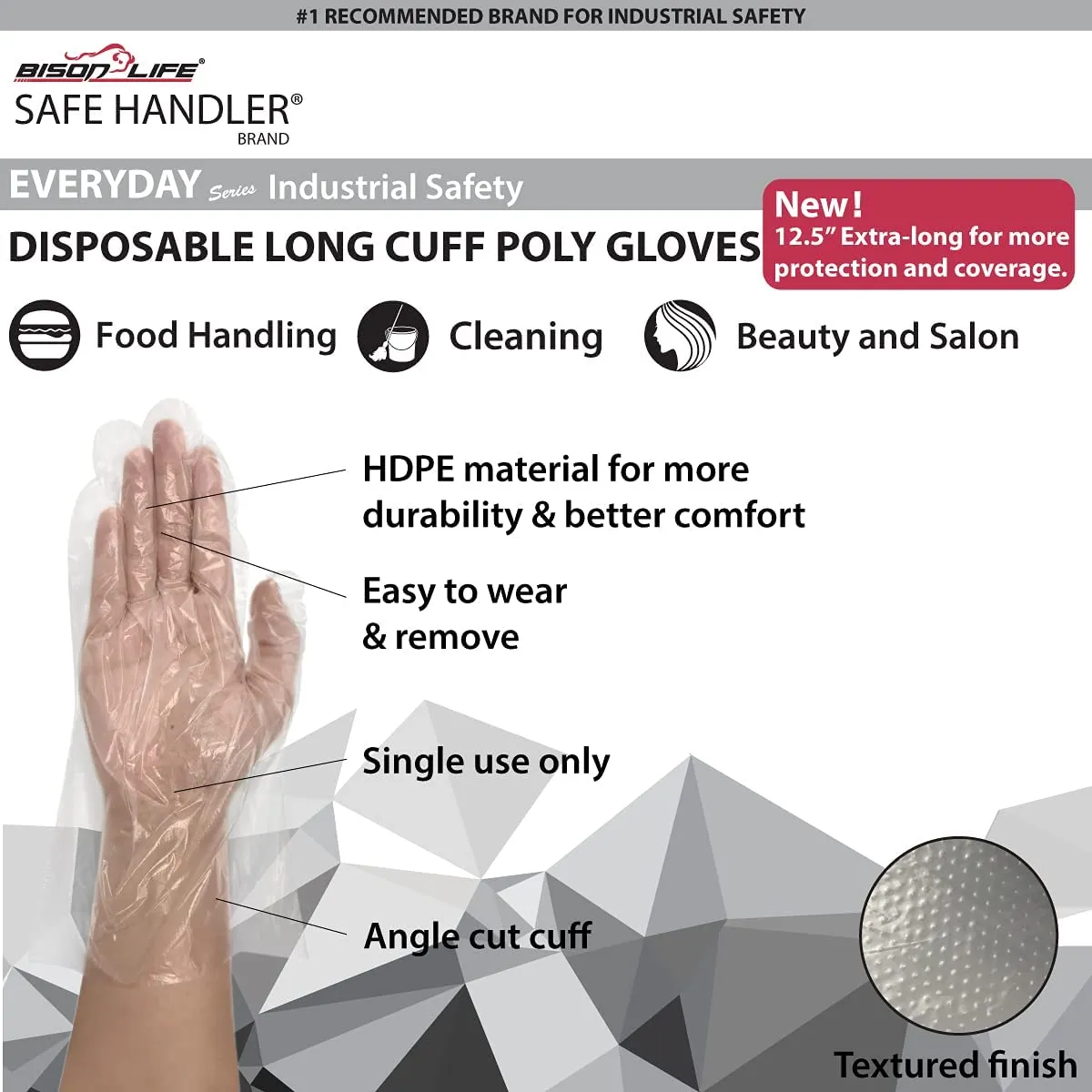 Disposable Food Handling Poly Gloves, Pack of 100 Gloves, Case of 100 Packs