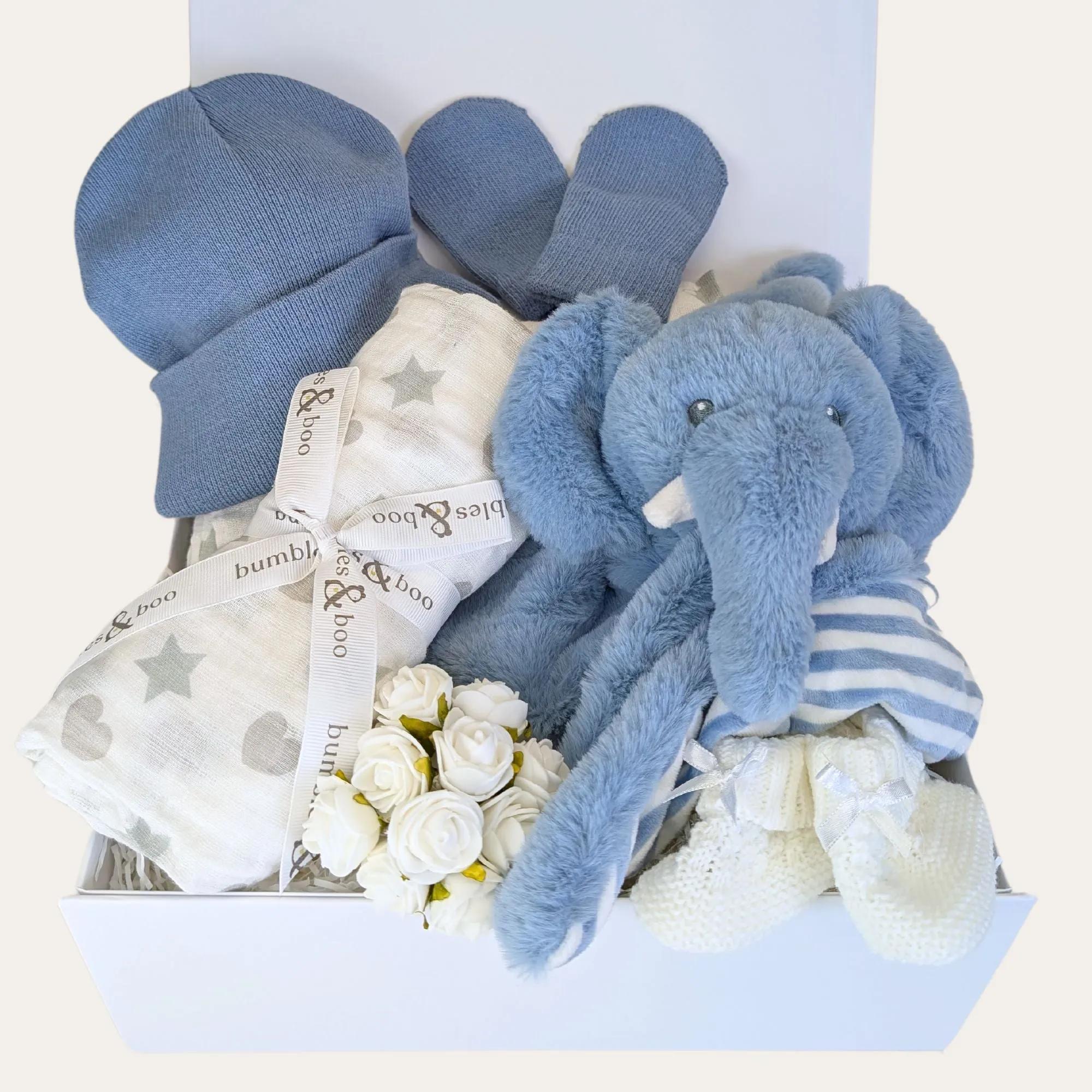 Dusky Blue Elephant Cuddles Baby Gifts Box