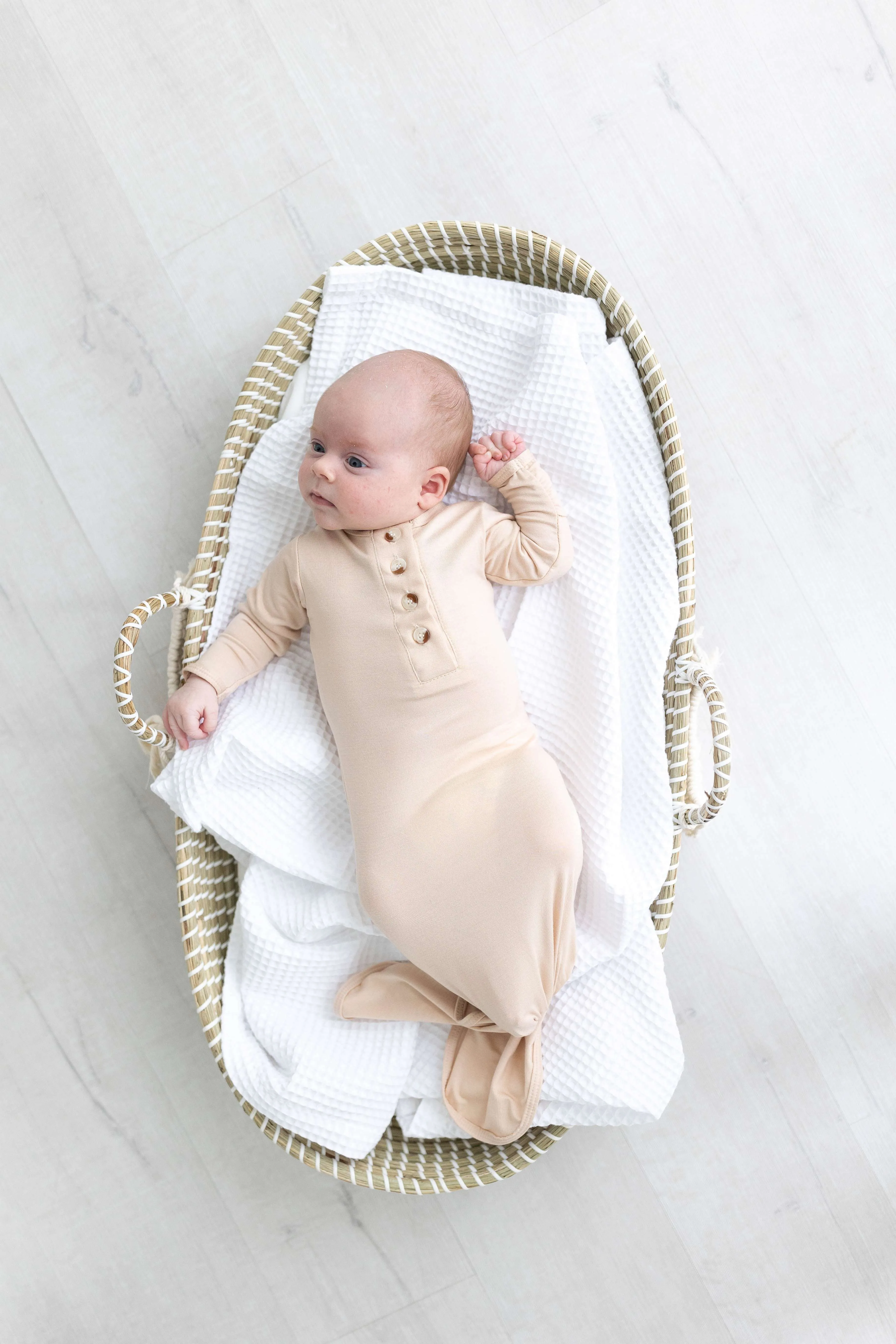 Emerson Knotted Baby Gown Set | Sand