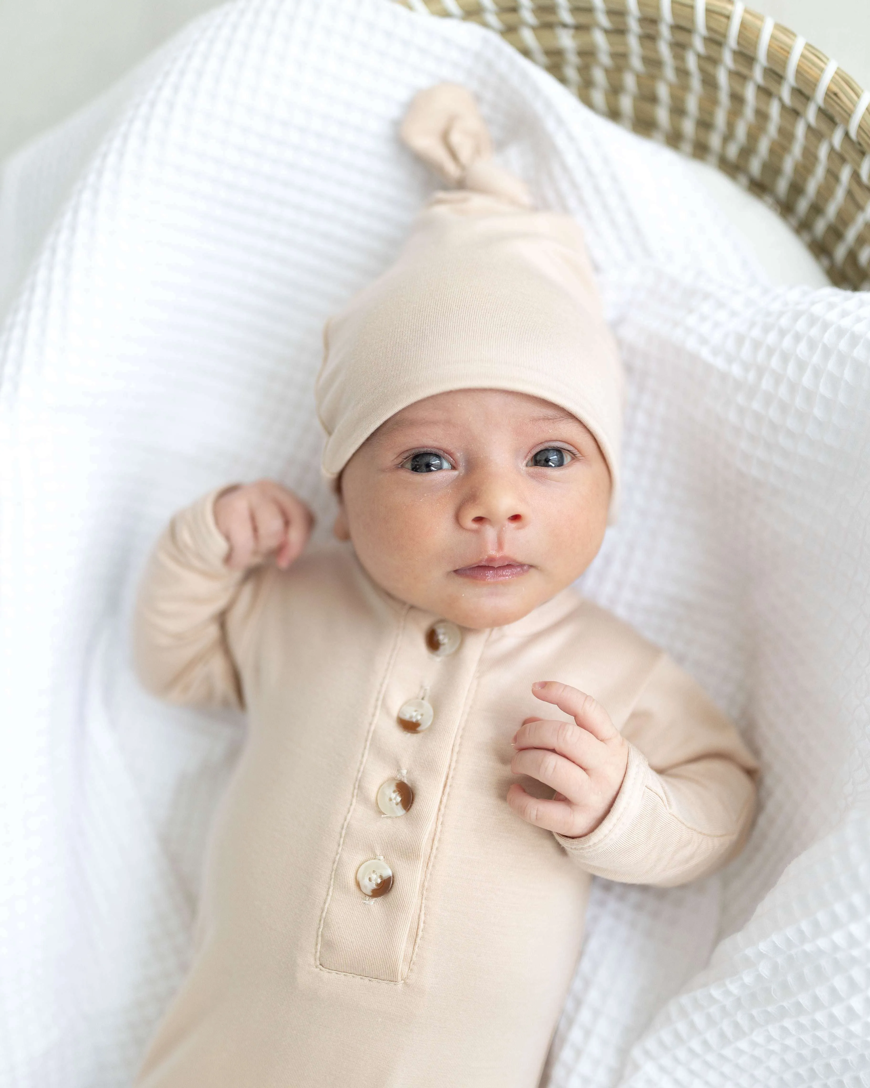 Emerson Knotted Baby Gown Set | Sand