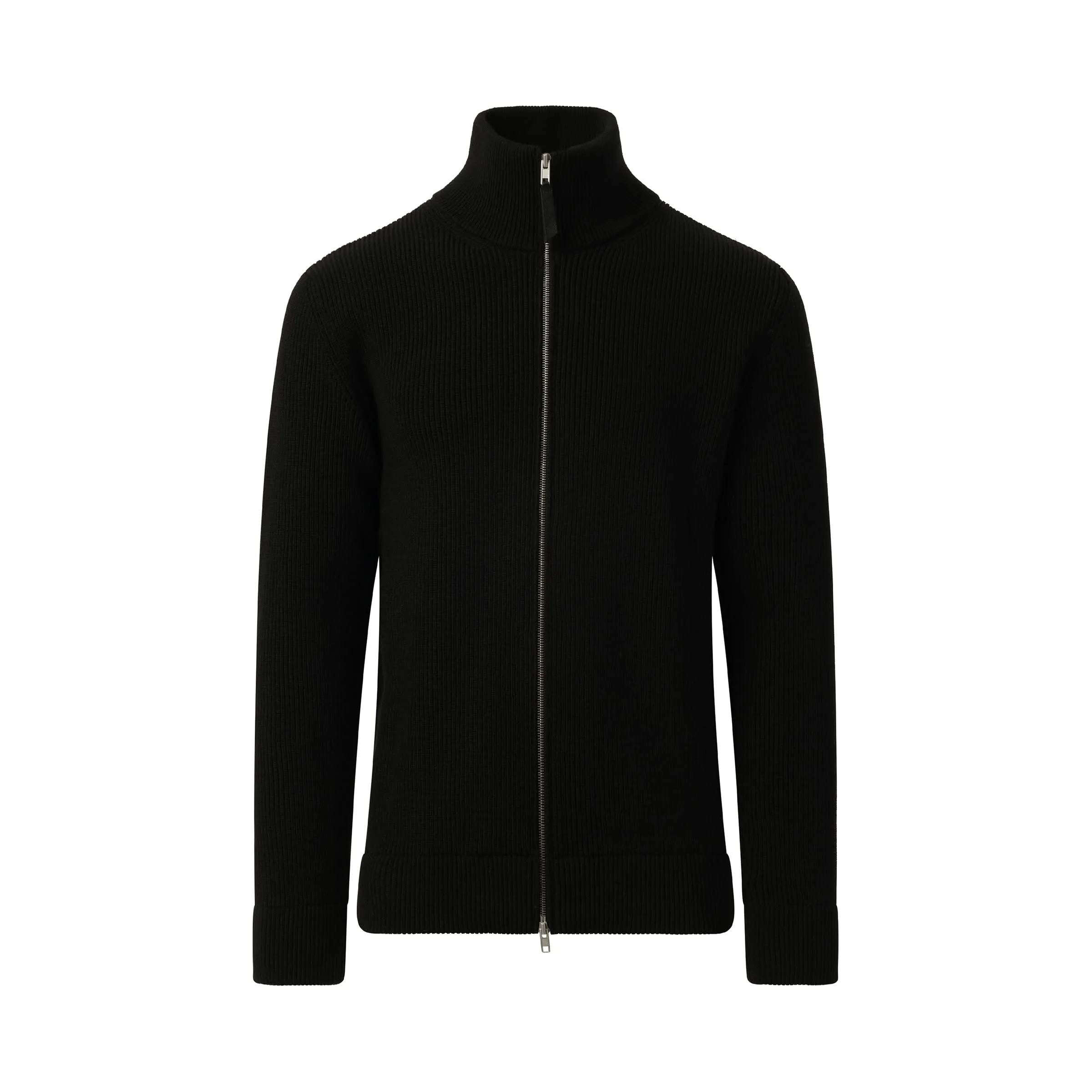 English Rib Zip Cardigan in Black