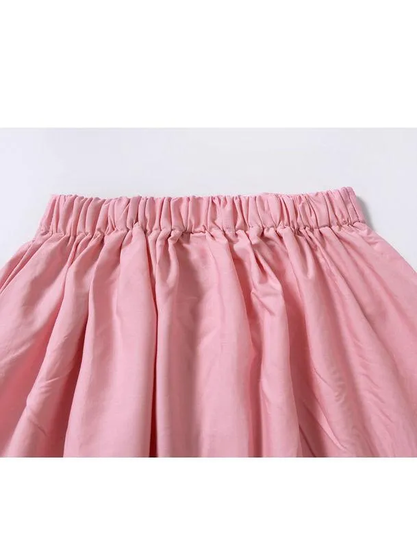 Fashion Baby Girl Buttoned Solid Color A-line Skirt