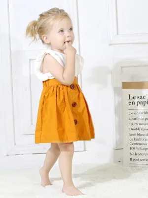 Fashion Baby Girl Buttoned Solid Color A-line Skirt