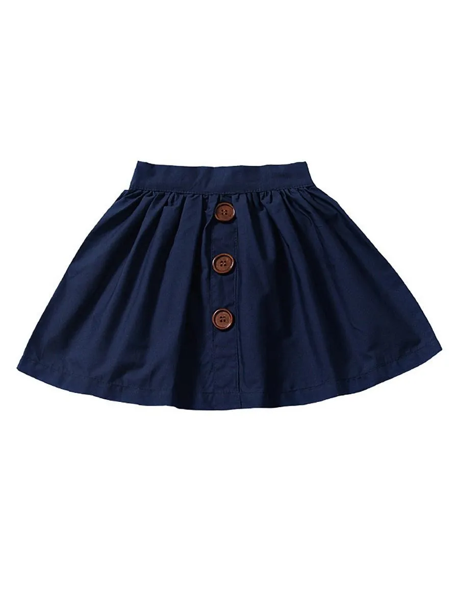 Fashion Baby Girl Buttoned Solid Color A-line Skirt