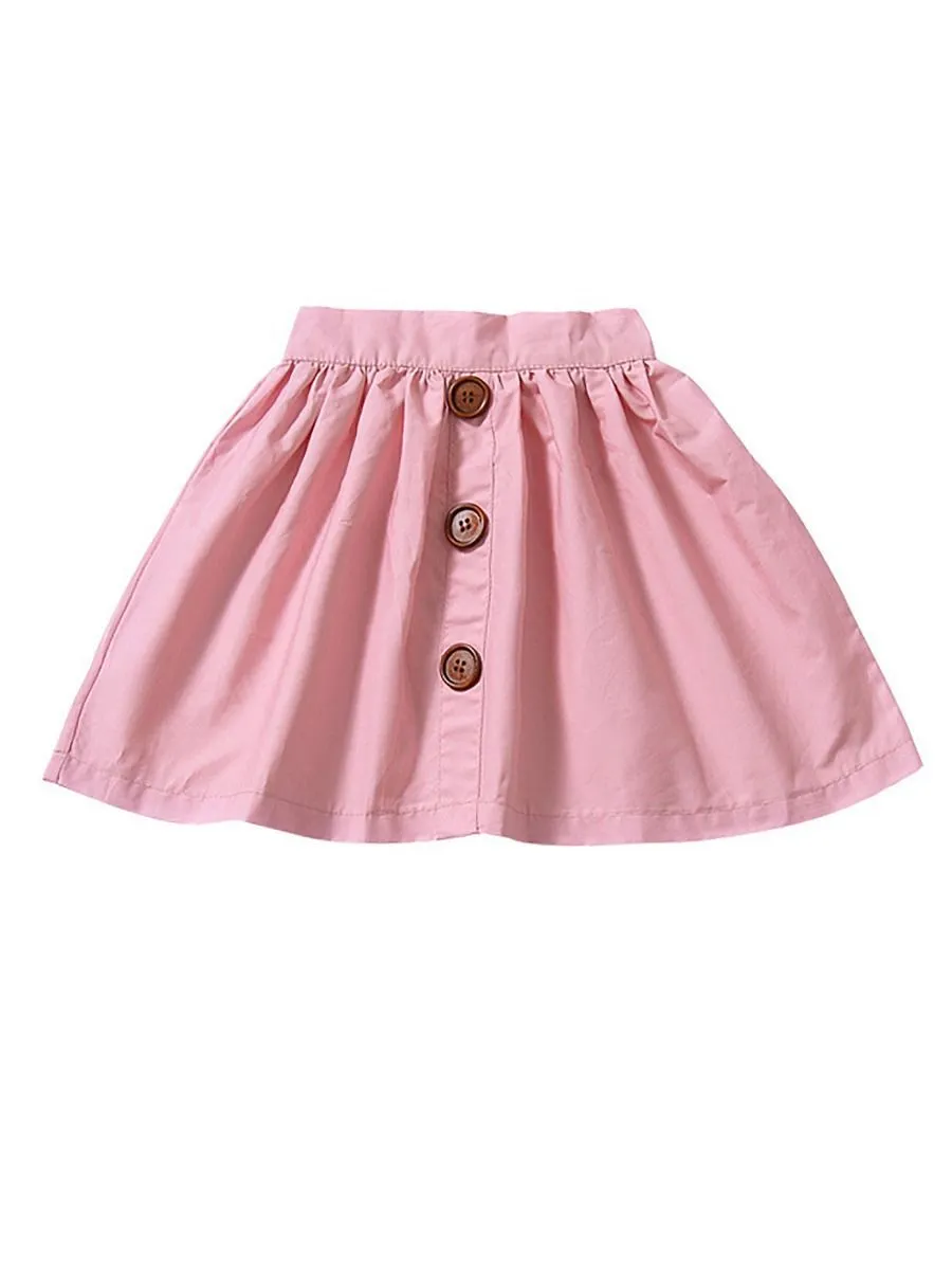 Fashion Baby Girl Buttoned Solid Color A-line Skirt