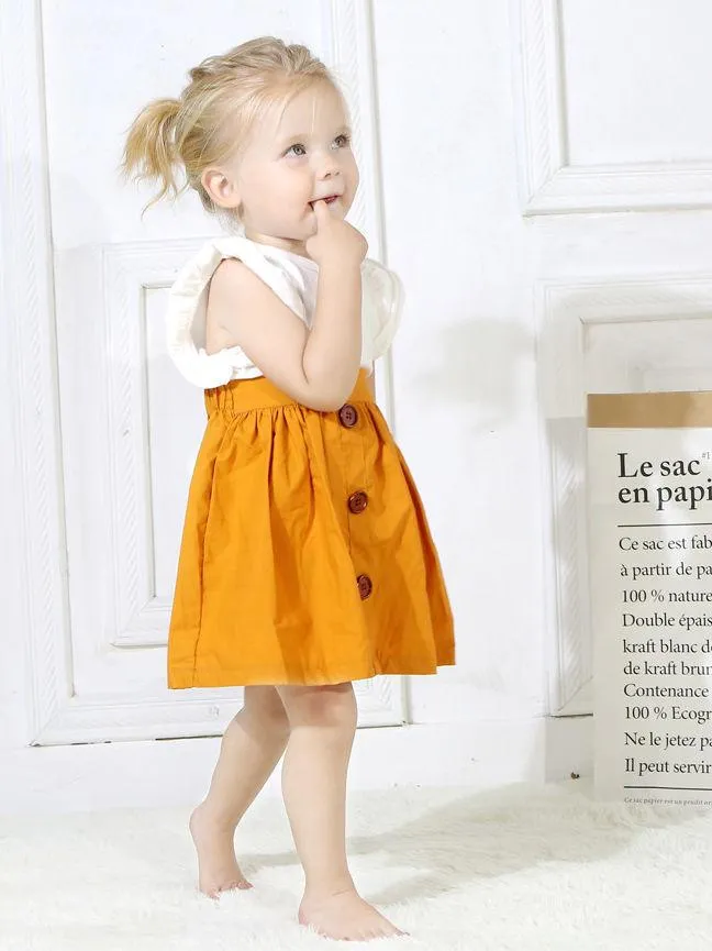 Fashion Baby Girl Buttoned Solid Color A-line Skirt