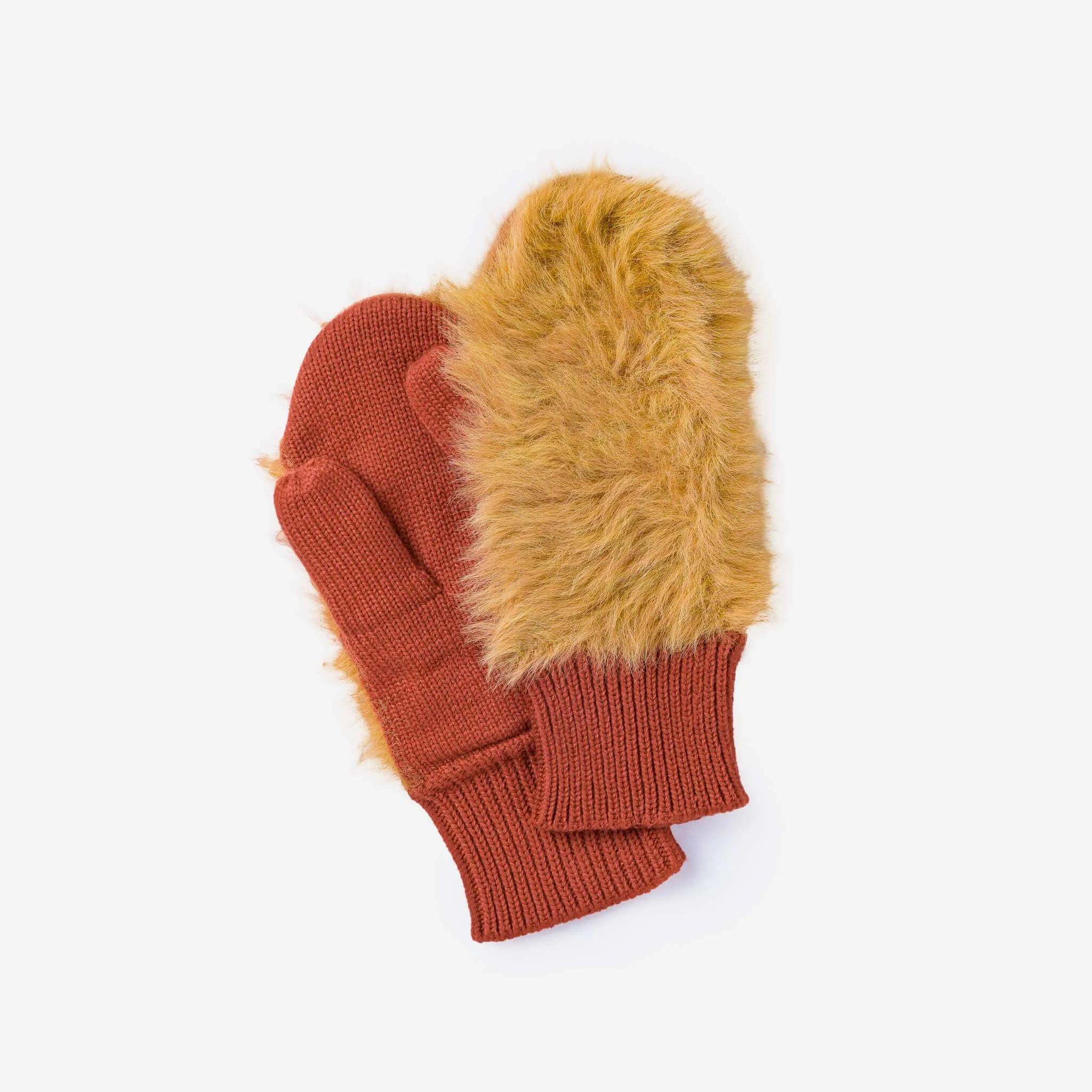 Faux Fur Knit Mittens