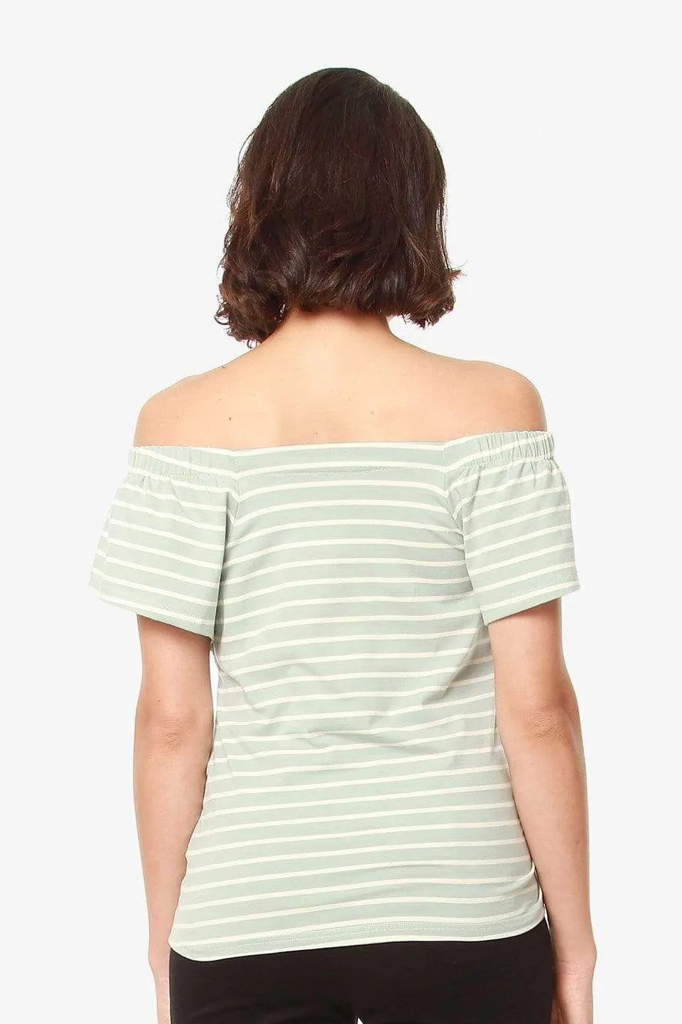 Flutter Sleeves Callie Square Neck Mint Stripes Nursing Top