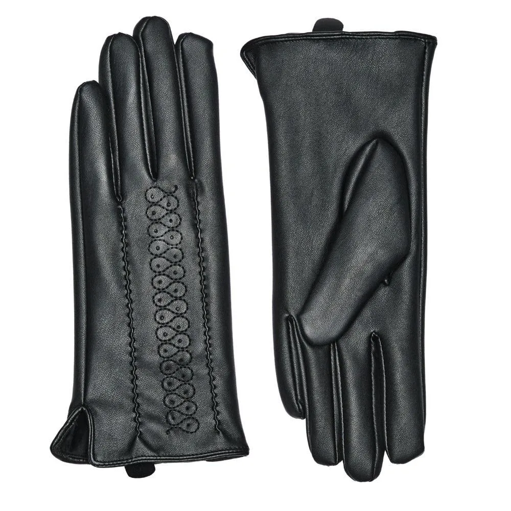 Freya Faux Leather Gloves in Black