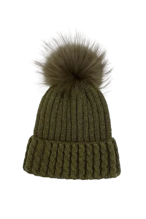 Greta Wool Hat with Detachable Fox Fur Pompom