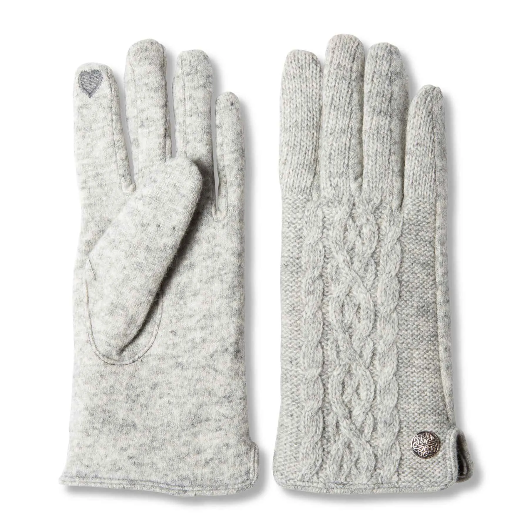 Grey Cable Knit Wool Gloves