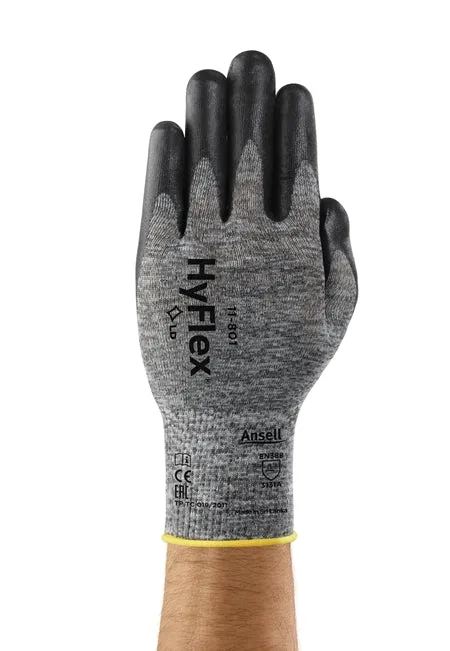 HyFlex Nitrile Foam Coating Nylon Safety Gloves - Black & Gray