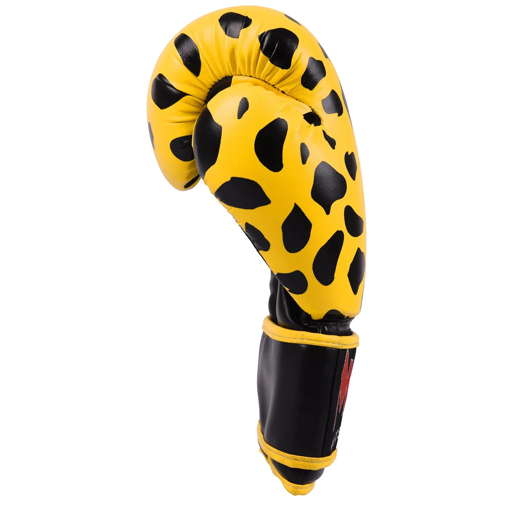 MAR-181 | Black/Yellow Leopard Print Boxing/Kickboxing Gloves for Kids