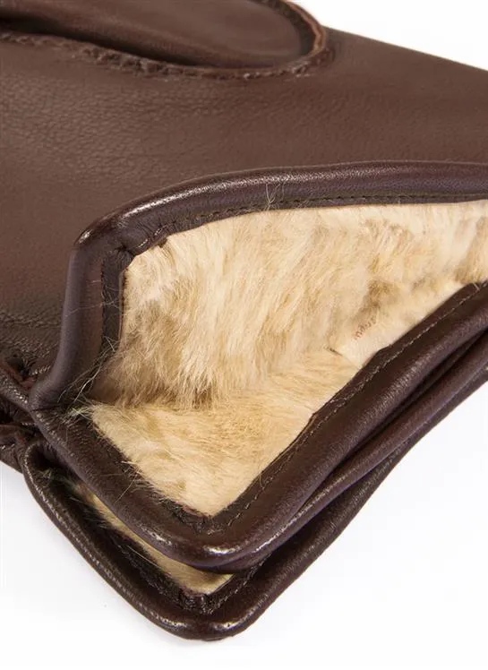 Men's Handsewn Three-Point Fur-Lined Leather Gloves