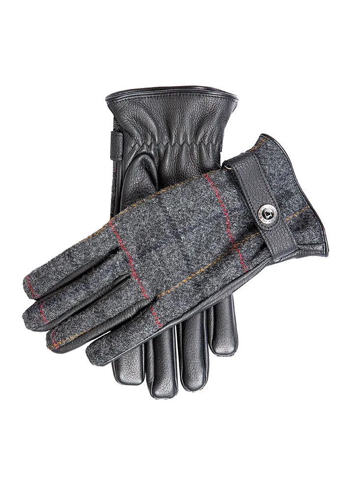 Men's Heritage Cashmere-Lined Abraham Moon Tweed and Deerskin Leather Gloves