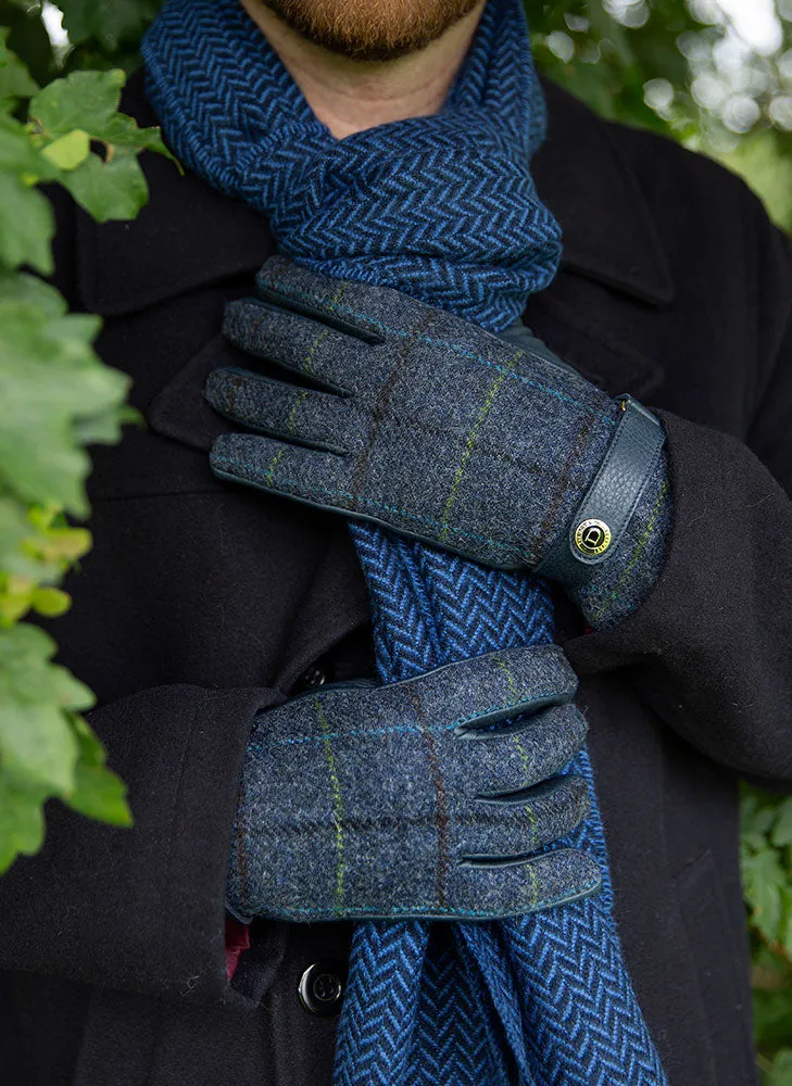 Men's Heritage Cashmere-Lined Abraham Moon Tweed and Deerskin Leather Gloves