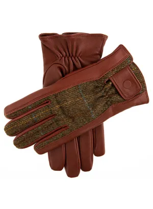 Men's Heritage Cashmere-Lined Abraham Moon Tweed and Leather Gloves