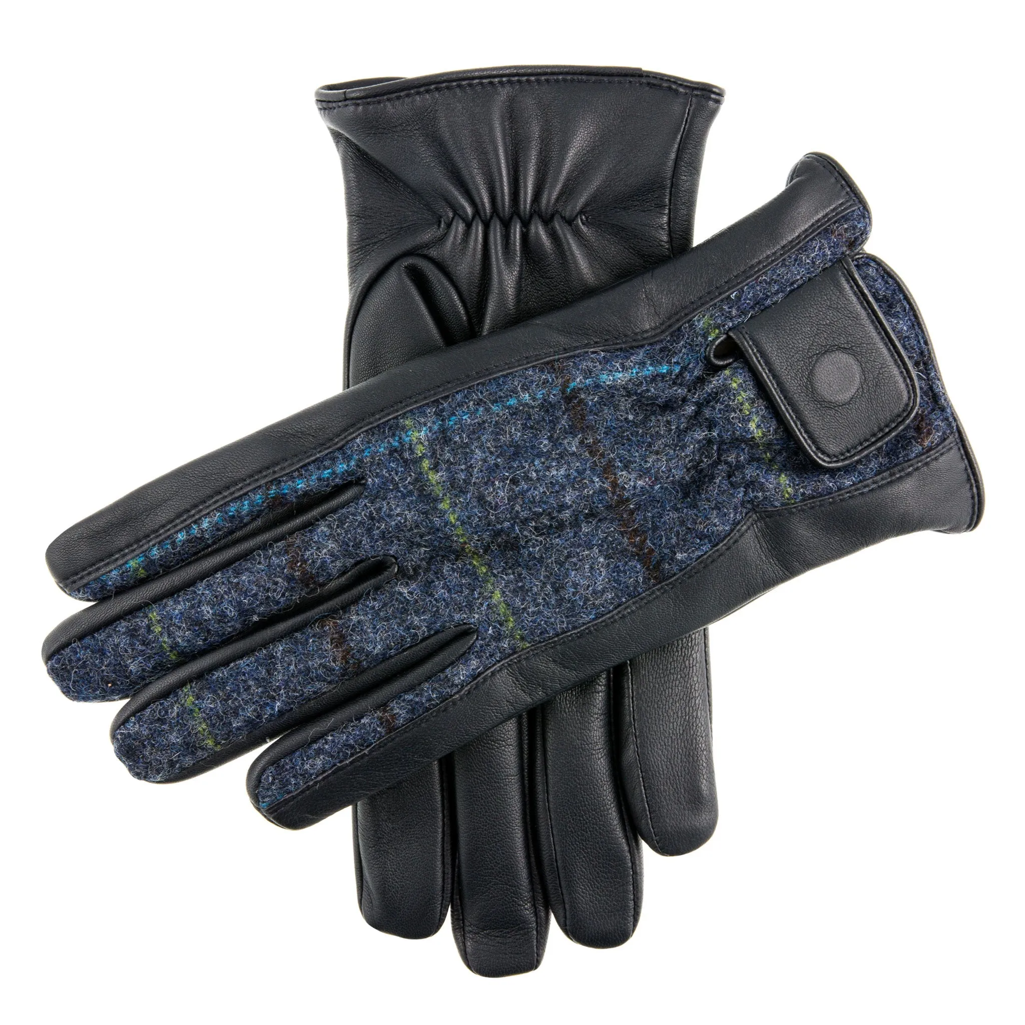 Men's Heritage Cashmere-Lined Abraham Moon Tweed and Leather Gloves