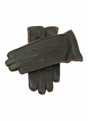 Men's Heritage Three-Point Lambswool-Lined Deerskin Leather Gloves with Contrast Side Walls