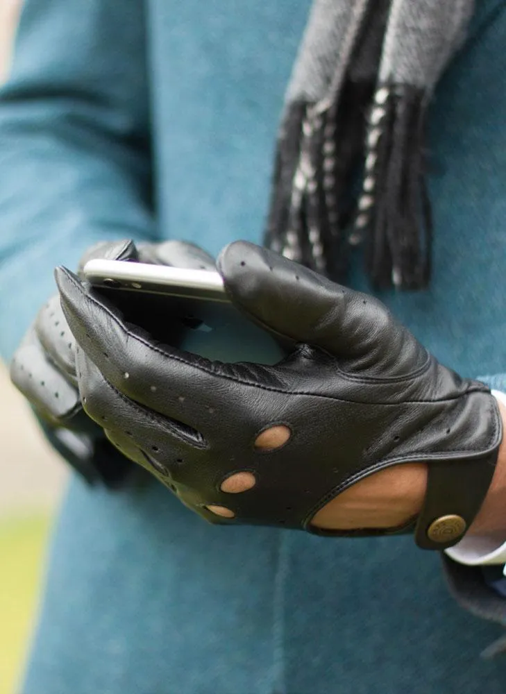 Men's Touchscreen Leather Driving Gloves