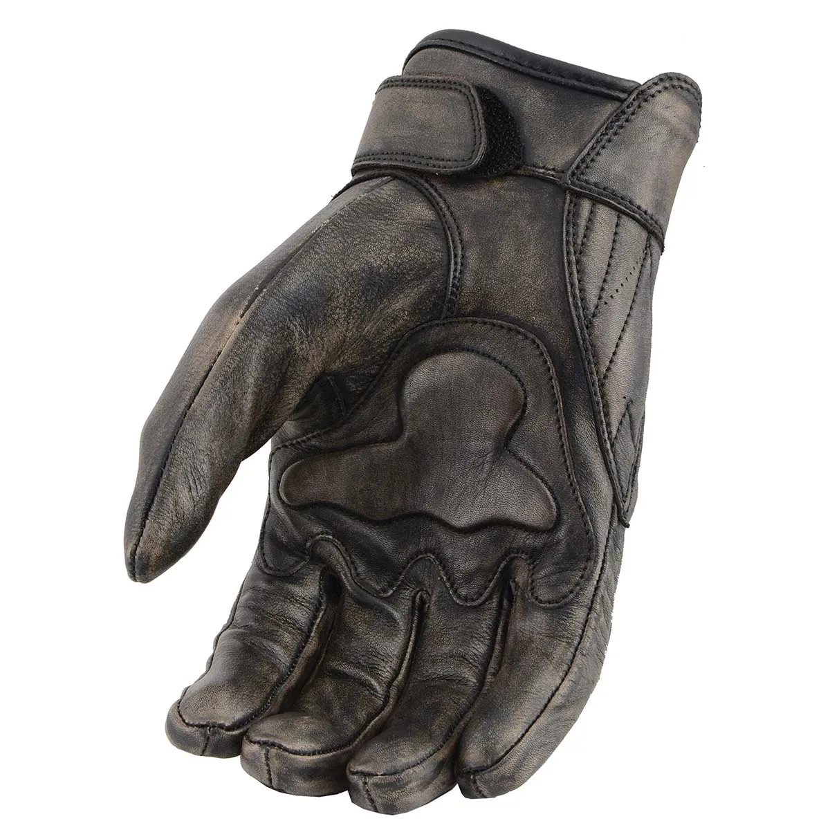 Milwaukee Leather MG7514 Men's Brown Leather with Gel Palm Motorcycle Gloves W/ Protective Knuckle