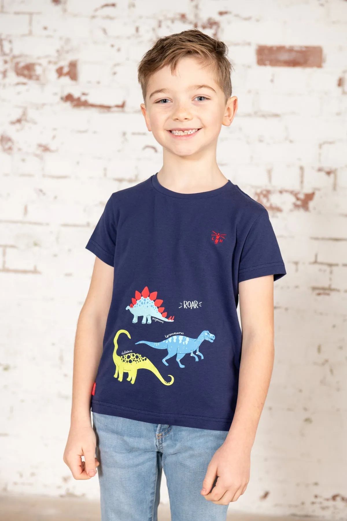 Oliver Short Sleeve Top - Navy Dino Print