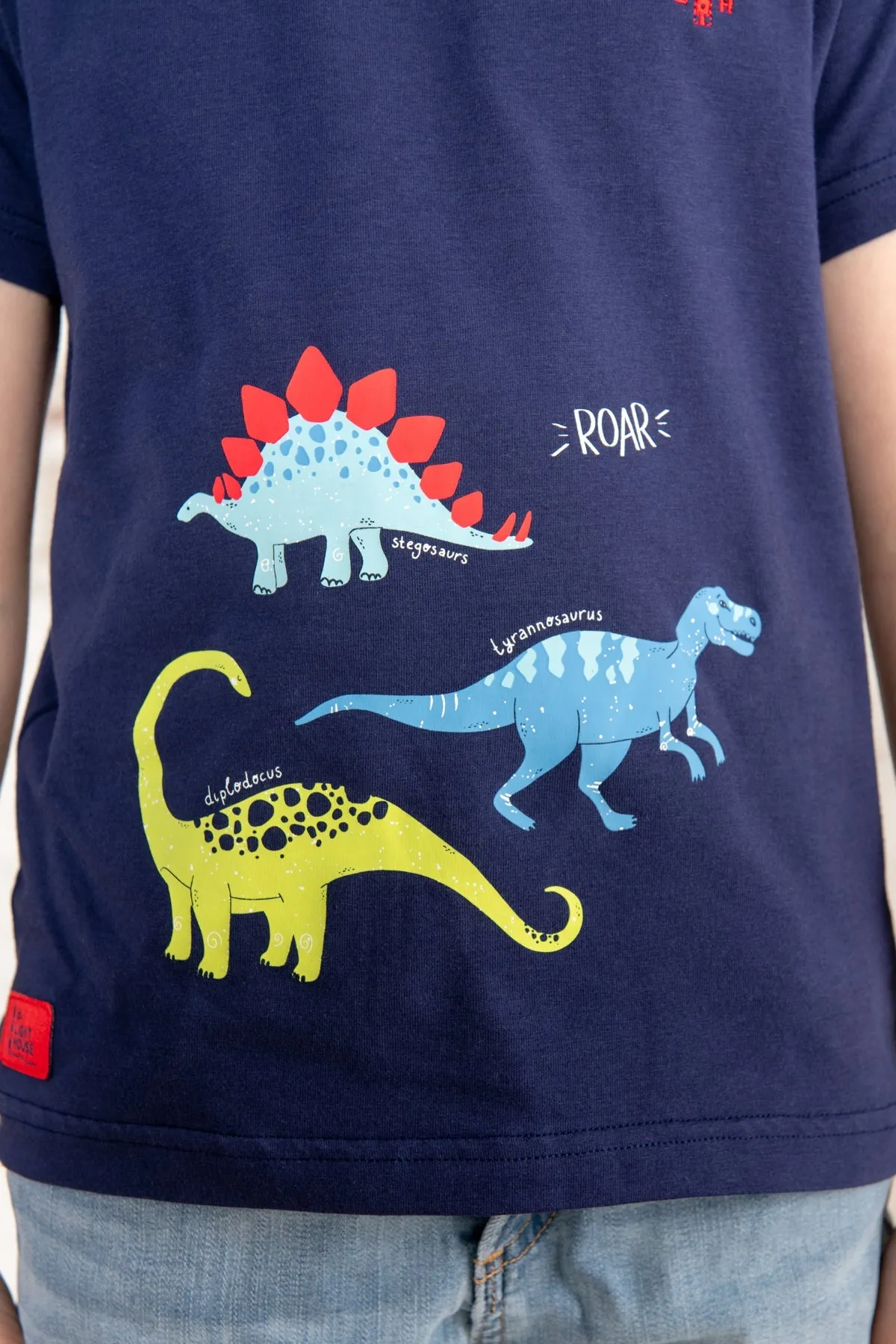 Oliver Short Sleeve Top - Navy Dino Print