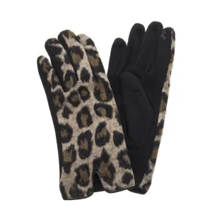 Park Lane Animal Print Gloves Brown