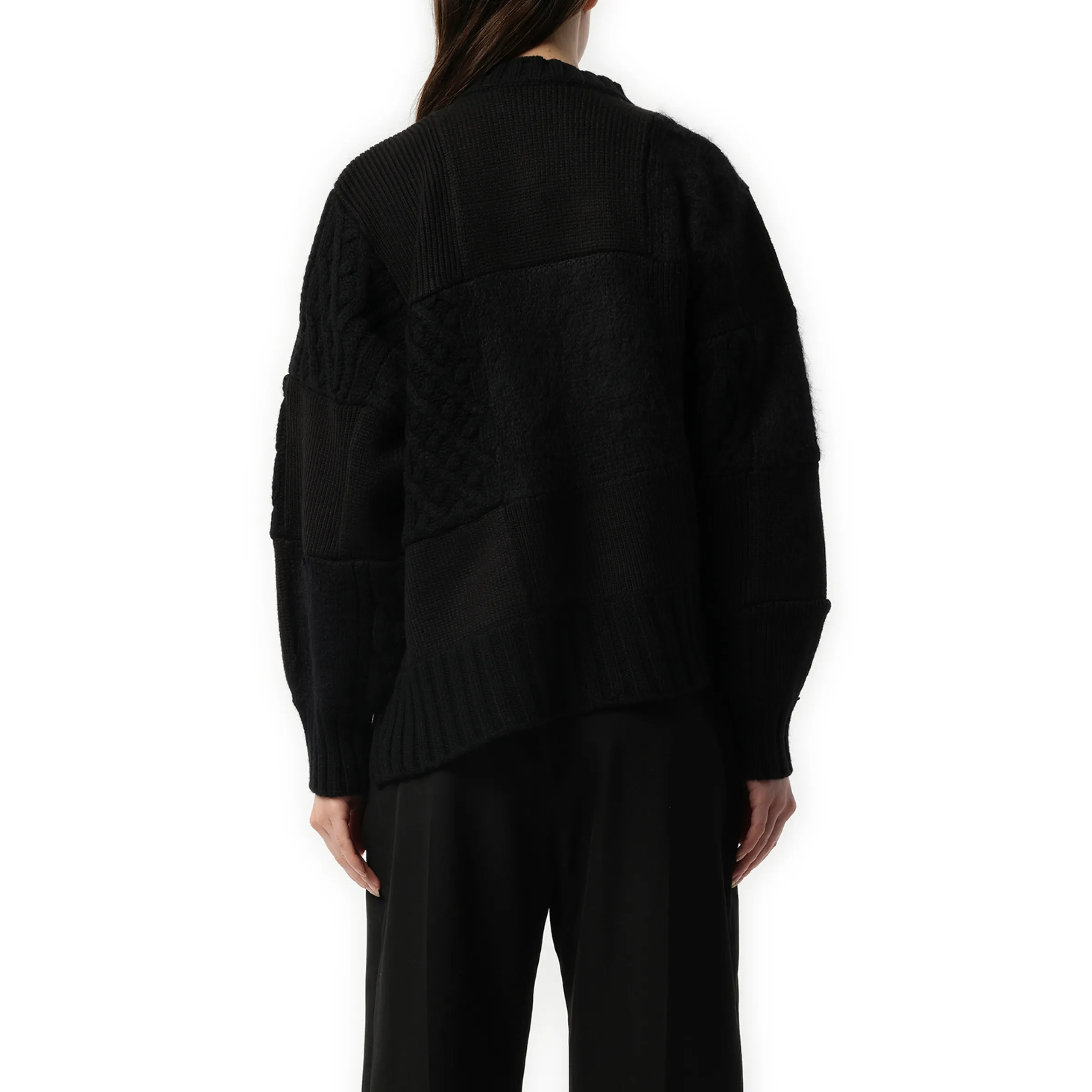 Patchwork Knit Blouson in Black