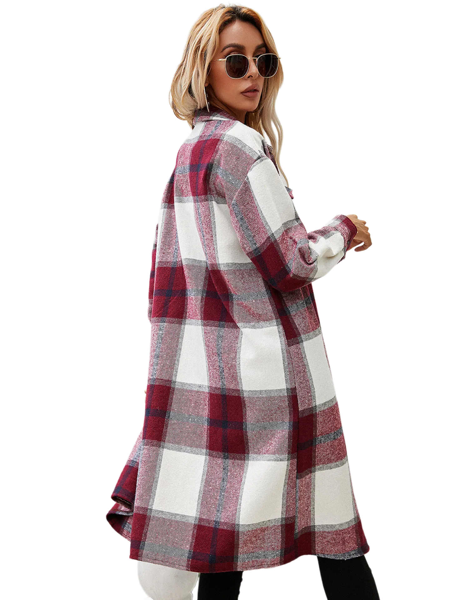 Plaid Longline Shirt Jacket