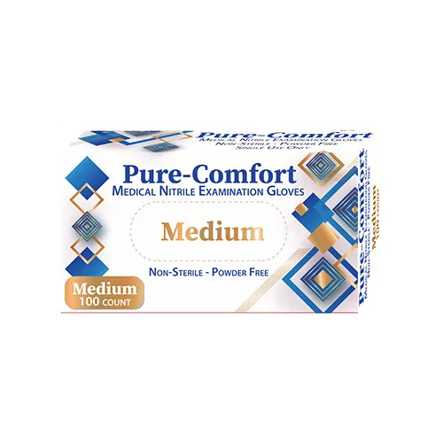 Pure-Comfort Medical Nitrile Exam Gloves - Medium - 100/bx