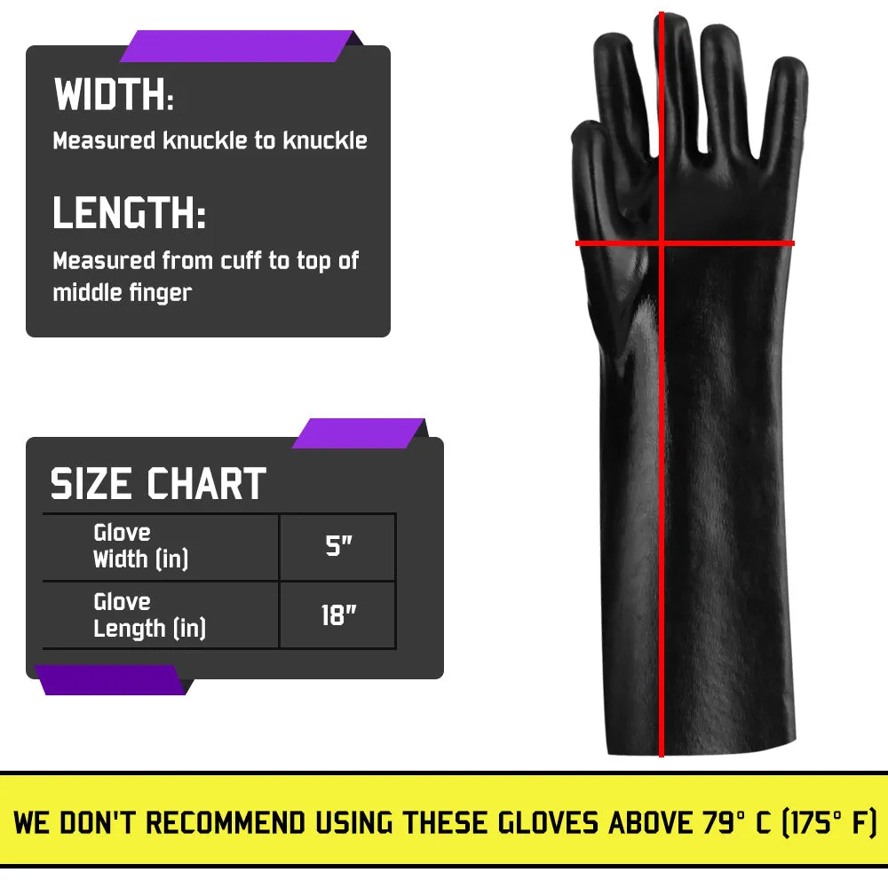 PVC Coated 18" - Chemical-Resistant Gloves - 1 Pair